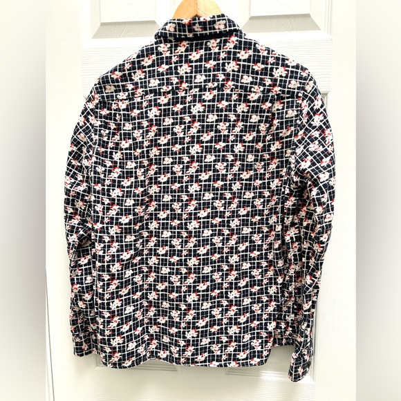Uniqlo Ines De La Fressange Flannel Button Front Navy Check Floral Size M Medium - Picture 3 of 7